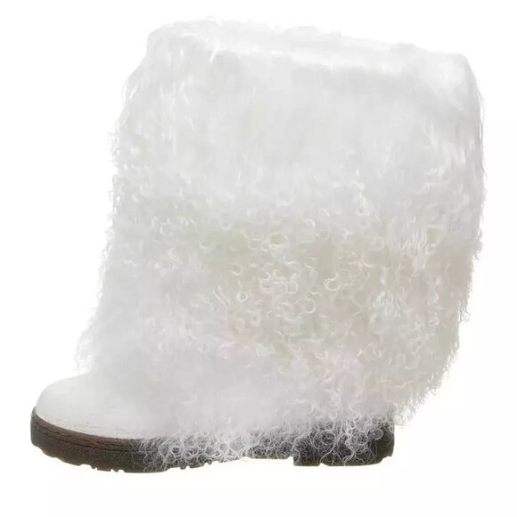 Bearpaw Boetis II White Curly Lamb Fur Sheepskin Lined Mongolian Sherpa Boots 7 - Picture 4 of 10